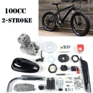 OUKANING 100cc 2-Stroke 44 Tooth Motorized Bicycle Kit Petrol Gas Motor 90# Air Cooling CDI Engine Set Suitable for Most 26" /28" Bikes