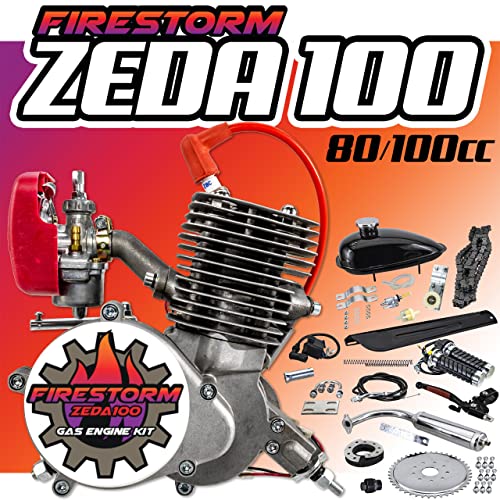 Zeda New 100 Complete 50mm Bore 2 Stroke Bicycle Engine Kit - 80cc/100cc - Firestorm Edition 48 Tooth