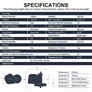 BAFANG BBS HD 1000W Lastest 48V/52V 1000W Ebike Electric Bicycle Motor Mid Drive Electric Bike Conversion Kit with 48V 52V 13Ah - 20Ah Downtube and 48/52V 17.5Ah Rear Rack Battery (Optional)