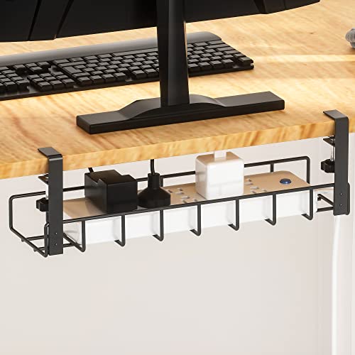 Under Desk Cable Management Tray 1 Pack, Xpatee Upgraded Wire Management No Drill, Cable Tray with Clamp for Desk Wire Management, Computer Cable Rack for Office, Home - No Damage to Desk