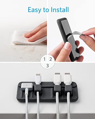 Anker Cable Management, Magnetic Cable Holder, Desktop Multipurpose Cord Keeper, 5 Clips for Lightning Cables, USB C Cables, Micro Cables, Other Wires, Sticks to Wood, Marble, Metal, Glass (Black)