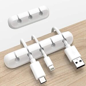 inchor white cable clips, cord organizer cable management, cable organizers usb cable holder wire organizer cord clips, 2 packs cord holder for desk car home and office (5, 3 slots)