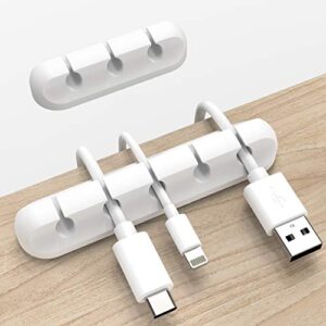 INCHOR White Cable Clips, Cord Organizer Cable Management, Cable Organizers USB Cable Holder Wire Organizer Cord Clips, 2 Packs Cord Holder for Desk Car Home and Office (5, 3 Slots)