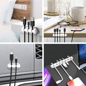 INCHOR White Cable Clips, Cord Organizer Cable Management, Cable Organizers USB Cable Holder Wire Organizer Cord Clips, 2 Packs Cord Holder for Desk Car Home and Office (5, 3 Slots)