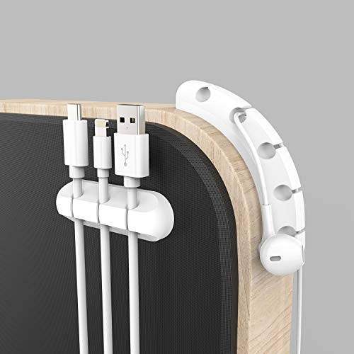INCHOR White Cable Clips, Cord Organizer Cable Management, Cable Organizers USB Cable Holder Wire Organizer Cord Clips, 2 Packs Cord Holder for Desk Car Home and Office (5, 3 Slots)