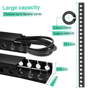 Updated Cable Raceway Kit - 77 (5x15.4) Inch Open Slot Wire Covers for Cords, Under Desk Cable Management System to Hide Under Desk/Tv/Computer/Net/Power Cords, (Pack 5)