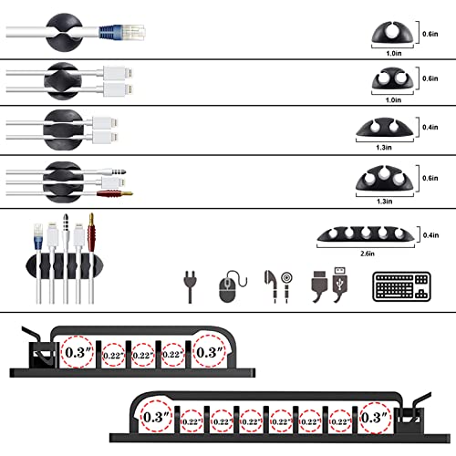 192 PCS Cable Management Kit 4 Wire Organizer Sleeve,11 Cable Holder,35Cord Clips 10+2 Roll Cable Organizer Straps and 100 Fastening Cable Ties for Computer TV Under Desk