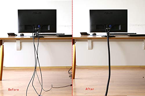 Alex Tech 10ft - 1/2 inch Cord Protector Wire Loom Tubing Cable Sleeve Split Sleeving for USB Cable Power Cord Audio Video Cable – Protect Cat from Chewing Cords - Black