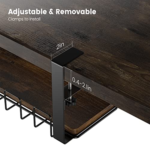 HOYRR Under Desk Cable Management, Under Table Wire Management Tray, Desk Wire Management Organizer, Cable Tray Under Desk, for Desk Office Computer Cable Rack, No Need to Drill Holes (Pack of 1)