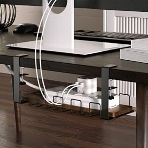 HOYRR Under Desk Cable Management, Under Table Wire Management Tray, Desk Wire Management Organizer, Cable Tray Under Desk, for Desk Office Computer Cable Rack, No Need to Drill Holes (Pack of 1)