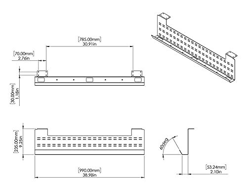 Stand Up Desk Store Under Desk Cable Management Tray Black Horizontal Computer Cord Raceway and Modesty Panel (Black, 39")