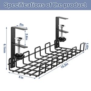 Cable Management Tray Under Desk, Wire Management Rack, Under Desk Cord Organizer No Drill, Adjustable and Removable Desks Cable Rack Tray for Office Parlor Kitchen