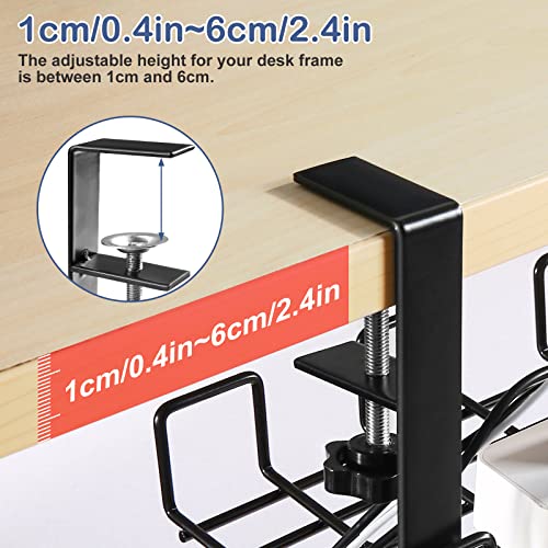 Cable Management Tray Under Desk, Wire Management Rack, Under Desk Cord Organizer No Drill, Adjustable and Removable Desks Cable Rack Tray for Office Parlor Kitchen