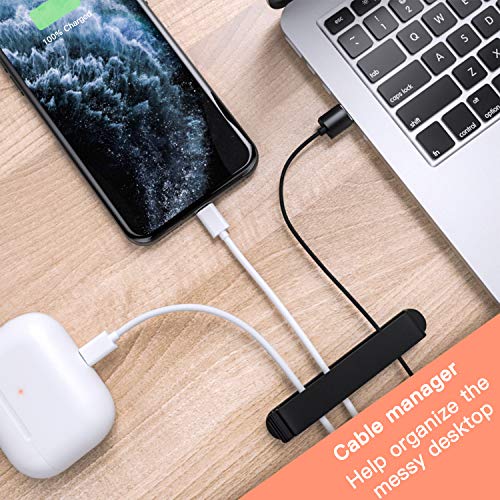 pzoz Cable Clips, 3 Pack Cord Organizer Charger Cable Management for Organizing Home Office Desk Phone Car Cable Wire, Self Adhesive Cord Holders (Black)