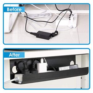 Yecaye 2 Pack Under Desk Cable Management Tray, 31.5in Desk Cord Organizer for Wire Management Tray, Perfect for Standing Desk Cable Tray, No Screw No Drill Cable Raceway for Office, Home, Black