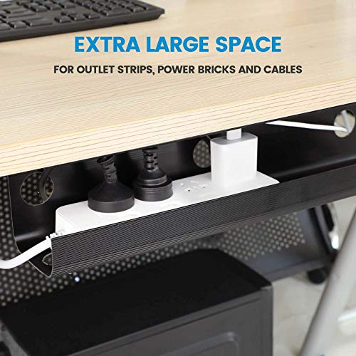 Yecaye 2 Pack Under Desk Cable Management Tray, 31.5in Desk Cord Organizer for Wire Management Tray, Perfect for Standing Desk Cable Tray, No Screw No Drill Cable Raceway for Office, Home, Black