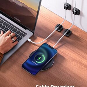 5Pack Cable Spring Holder Clips, Cord Organizer for Desk - Lamicall Adjustable Cord Clip, Wire Holder Organizer, Phone USB Charger Cable Holder, Wire Cord Management for Wall Car Desktop Nightstand