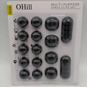 OHill Cable Clips,16 Pack Black Adhesive Cord Holders, Ideal Cable Management Cord Organizer Cable Organizer for Organizing Cable Wires-Home, Office, Car, Desk Nightstand
