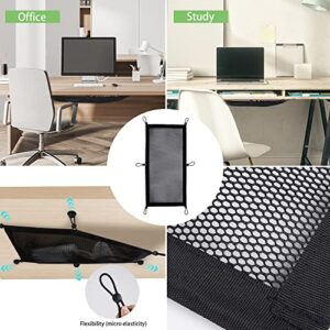 Under Desk Cable Cord Net Management, Cable Net Desk for Cable Management, Large Flexible Cable Duct, Invisible Storage for Hiding Cables Office Under Table Black