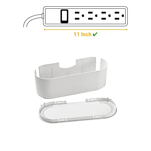 D-Line Cable Management Box, Cord Organizer Box to Hide & Conceal Power Strips, Desk Cable Management Solution, Made from Electrically Safe ABS Material - 12.75" (L) x 5" (W) 4.5" (H) - White