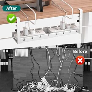 Under Desk Cable Management Tray,Retractable Cord Organizer for Desk,No Drill Cable Management for Glass Desk，Sturdy Metal Cable Management Under Desk with Clamp for Home Office