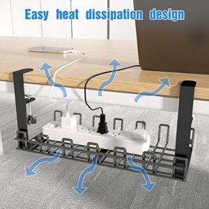 BIWIST Under Desk Cable Management Tray, Metal No Drill Under Desk Cord Management with Clamp, Wire Organizer Under Desk, Under Table Cable Management Rack, Fits Most Desk.