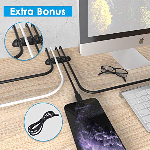 Delamu Cable Management Under Desk- 4 Pack J Channel Cable Raceway, 62.8'' Cord Cover Hider- Self Adhesive Cord Cable Organizer for Desk Wire Management- Cable Management Tray, 4X15.7'', Black