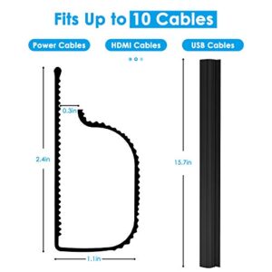 Delamu Cable Management Under Desk- 4 Pack J Channel Cable Raceway, 62.8'' Cord Cover Hider- Self Adhesive Cord Cable Organizer for Desk Wire Management- Cable Management Tray, 4X15.7'', Black