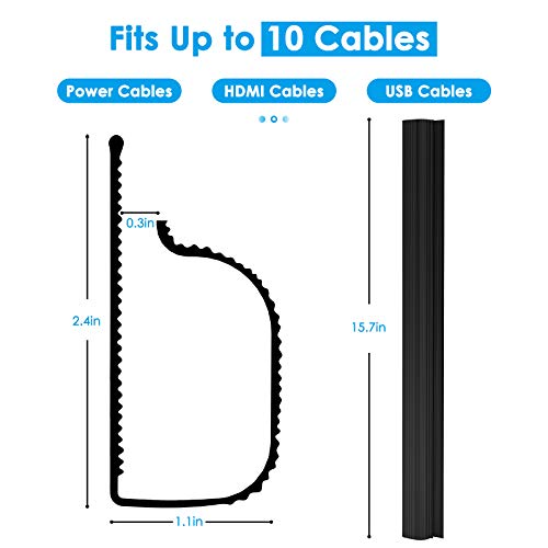 Delamu Cable Management Under Desk- 4 Pack J Channel Cable Raceway, 62.8'' Cord Cover Hider- Self Adhesive Cord Cable Organizer for Desk Wire Management- Cable Management Tray, 4X15.7'', Black