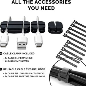 PAMO Cable Management Under Desk for Easy mounting Under-Table I Set of 2 - with 10X Cable Ties I Desk Organizer for Office / Home Office Table Thoughtful Cable Tray Holder