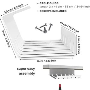 PAMO Cable Management Under Desk for Easy mounting Under-Table I Set of 2 - with 10X Cable Ties I Desk Organizer for Office / Home Office Table Thoughtful Cable Tray Holder