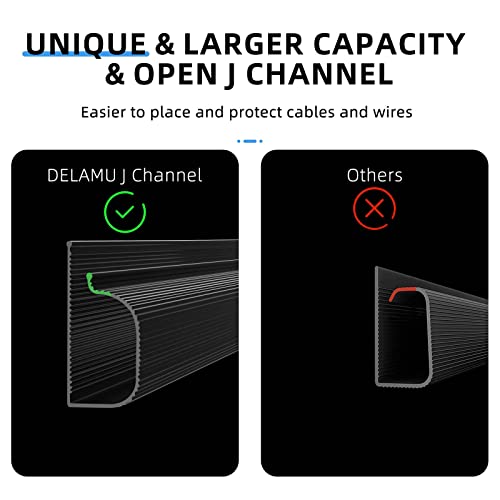 Cable Management Under Desk 31.5in J Channel Cable Raceway, 2 Pack Cord Hider Desk Cable Tray, No Drilling Under Desk Cable Management Tray, Self Adhesive Desk Wire Management, 15.7x1.1x2.4 in, Black