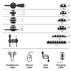 173 Pcs Cable Management Organizer Kit, Include 4 Cable Sleeve Split with 47 Self Adhesive Cable Clips Holder, 10 Cable Ties, 10 Adhesive Wall Cable Tie, 100 Fasten Cable Ties, 2 x Roll Cable Ties