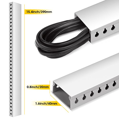 Cable Raceway Kit, Stageek Cable Management System Kit Open Slot Wiring Raceway Duct with Cover, On-Wall Cable Concealer Cord Organizer to Hide Wires Cords for TVs, Computers - 9x15.4inch,White