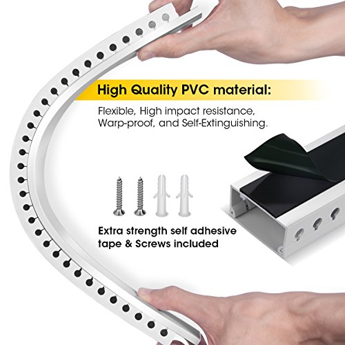 Cable Raceway Kit, Stageek Cable Management System Kit Open Slot Wiring Raceway Duct with Cover, On-Wall Cable Concealer Cord Organizer to Hide Wires Cords for TVs, Computers - 9x15.4inch,White