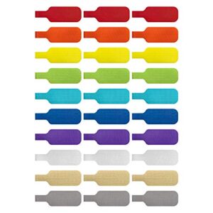 cable labels by wrap-it storage, medium, multi-color (30-pack) write on cord labels, wire labels, cable tags and wire tags for cable management and organizer for electronics, computers and more