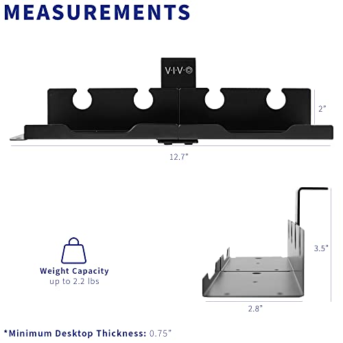 VIVO Steel 13 inch Under Desk Modular Power Strip Tray, Workspace Cable Management Organizer, Hidden Cord Routing, Open Design for Ventilation, Black, DESK-PS02T