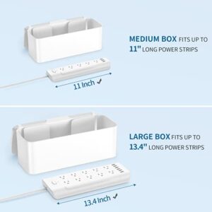 2 Pack Cable Management Box - Large and Medium Desk Cord Organizer Box Cord Hider, Cable Box Wire Organizer, Cover for USB Hub, TV Wires, Power Strips, Safe ABS Material-Baby&Pets Proof Lock-White