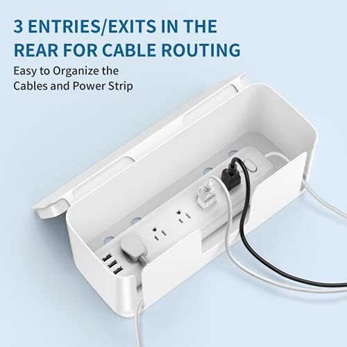 2 Pack Cable Management Box - Large and Medium Desk Cord Organizer Box Cord Hider, Cable Box Wire Organizer, Cover for USB Hub, TV Wires, Power Strips, Safe ABS Material-Baby&Pets Proof Lock-White