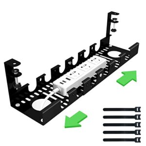 under desk cable management tray - cord organizer for desk, with clamp mount system for wire management for office and home, no need to drill holes