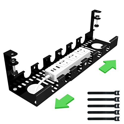 Under Desk Cable Management Tray - Cord Organizer for Desk, with Clamp Mount System for Wire Management for Office and Home, No Need to Drill Holes