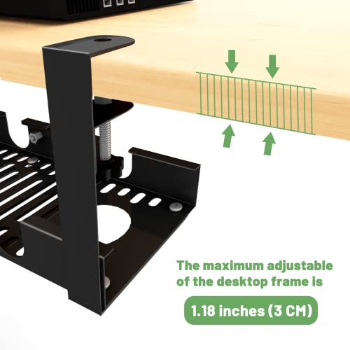 Under Desk Cable Management Tray - Cord Organizer for Desk, with Clamp Mount System for Wire Management for Office and Home, No Need to Drill Holes