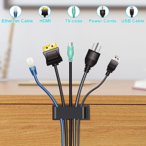 TidyHelper Cable Management Clips, Large Clips for Under Desk Wire Management, Adhesive Organizer Multiple Cord (Computer/PC, Network, TV, Ethernet, Electric Wires) Black 20 PCS