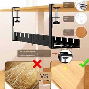 desktop cable management –under desk cable with Adhesive Cable Clips, Cable Hooks, Hook and Loop Cable Holder – Cord Organizer for Desk, Reception, Office – Adjustable Wire Holder (Black)