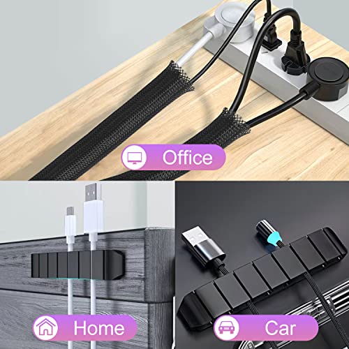 188 PCS Cable Management Kit with Cable Sleeves,Cable Holders,Zip Tie Mounts,Self Adhesive Rolls,Fastening Tapes and Cable Ties,Cord Management for Organizing Desk,TV,Car and Office