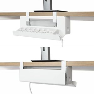 under desk cable management tray, cord hider, cord organizer for desk, cable organizer, cable hider, cord management, cable management under desk - white cable manager for desks (with cover)