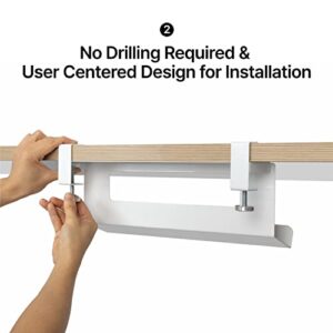 Under Desk Cable Management Tray, Cord Hider, Cord organizer for Desk, Cable Organizer, Cable Hider, Cord Management, Cable Management Under Desk - White Cable Manager for desks (With Cover)