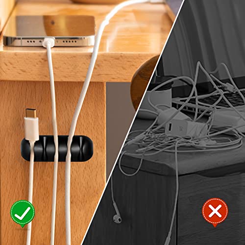 YESFLAME Cable Clips,21 Pack Black Adhesive Cord Holders, Perfect Cable Cords Management for Organizing Cable Wires-Home, Office, Car, Desk, Cubicle, Nightstand