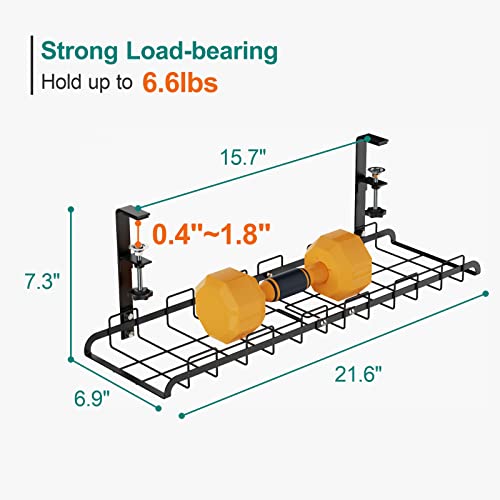 Under Desk Cable Management Tray, iSPECLE 21" Cable Management No Drill for Wire Management with Anti-Scratch Mats, Removable Desk Cable Management Tray with Clamp Mount for Office and Home