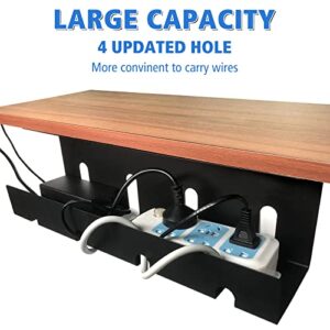 Under Desk Cable Management Tray, No Drill, Steel Desk Cable Management Tray with Wire Organizer and Cord Organizer, Large Rack, Under Desk Black Cable Raceway Tray for Cords /Power Strip, 15.7 in